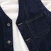 Classico gilet casual da uomo in denim blu scuro, versatile, con scollo a V, piccolo, tendenza_voghion.com