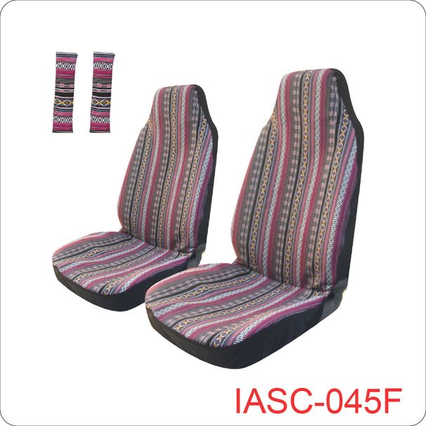 Housse de siège auto à capuche série 2 à bandes colorées avec protection d'épaule de style ethnique_voghion.com