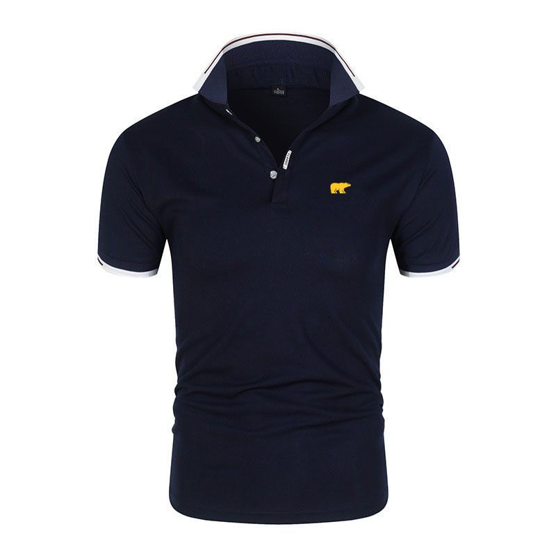Herrenbekleidung Sommer Herren T-Shirt im Retro-Trend mit einfarbiger Stickerei und kleinem Eisbären, lässige Mode, kurzärmeliges, vielseitiges Oberteil_voghion.com