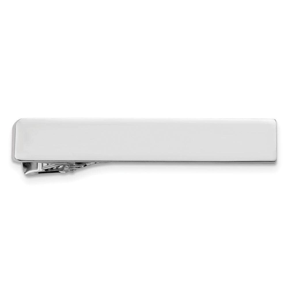 Kelly Waters Rhodium-plated Polished Engravable Tie Bar_voghion.com