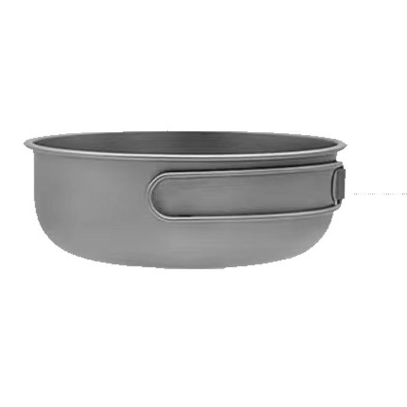 Olla portátil de titanio puro con mango plegable para exteriores, para sopa, arroz y picnic, plato hondo, utensilios de cocina para acampar, tazón para fideos instantáneos_voghion.com