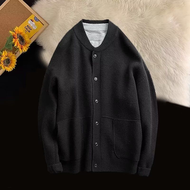 Abbigliamento maschile Autunno e inverno nuovo cardigan maglione uomo coreano moda giovanile versatile casual tinta unita stile pigro cappotto lavorato a maglia_voghion.com