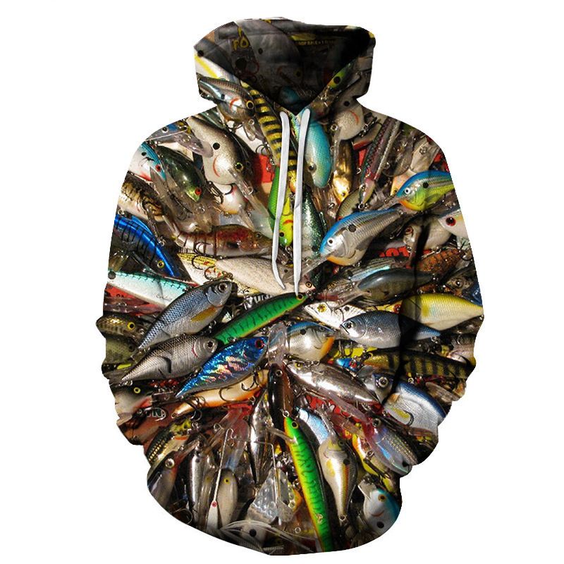 New For Men With 3D Digital Print Fish Pattern, Casual Unisex Hooded Sweatshirt_voghion.com