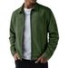 Men's Clothing Suede Fleece Casual Jacket - Lightweight Slim Fit Long Sleeve Coat, Versatile Outerwear For Fall & Winter (Black Grey, Olive Green)_voghion.com