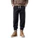 Large Size Men's Clothing Autumn And Winter New Jeans Men's Warm Towel Bottom Jeans Men's Elastic Waist Drawstring Straight Pants Men_voghion.com