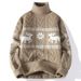 Men’s Winter Knit Sweater With Cartoon Jacquard – High Neck Pullover, Long Sleeve, Thickened Fleece-Lined (M-4XL, 5 Colors, Machine Washable)_voghion.com