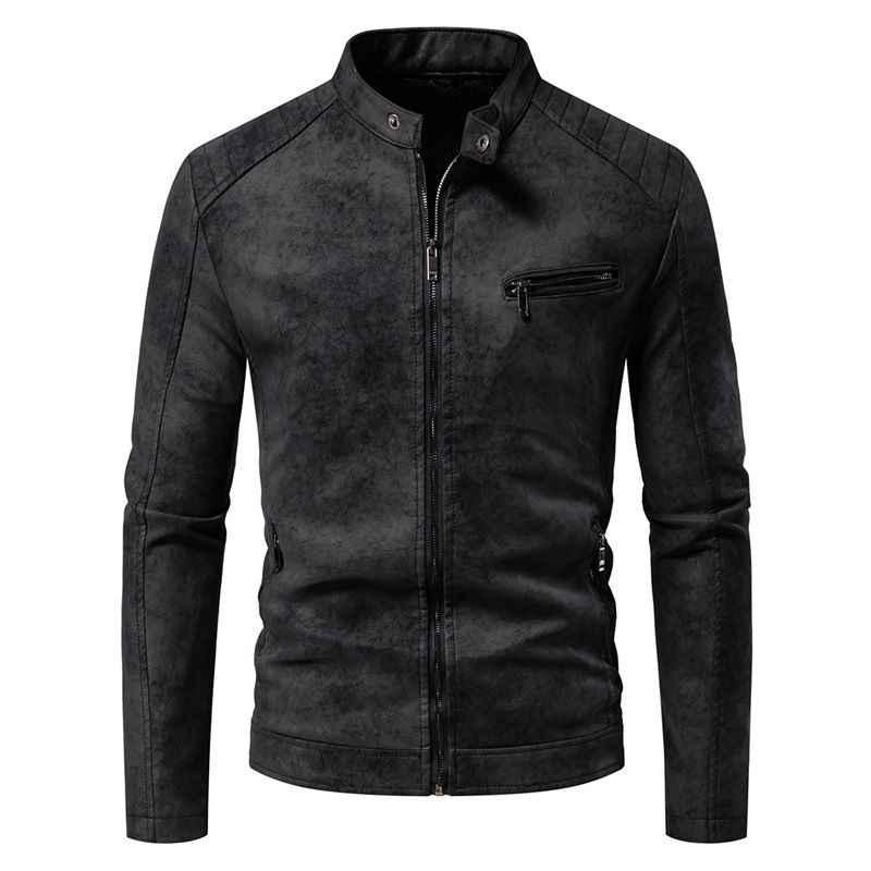 Veste vintage en similicuir pour homme avec doublure polaire – Manteau en PU style motard rétro pour tenues décontractées et d'équitation._voghion.com