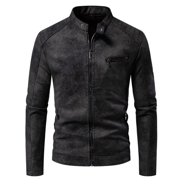 Veste vintage en similicuir pour homme avec doublure polaire – Manteau en PU style motard rétro pour tenues décontractées et d'équitation._voghion.com