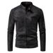 Veste vintage en similicuir pour homme avec doublure polaire – Manteau en PU style motard rétro pour tenues décontractées et d'équitation._voghion.com
