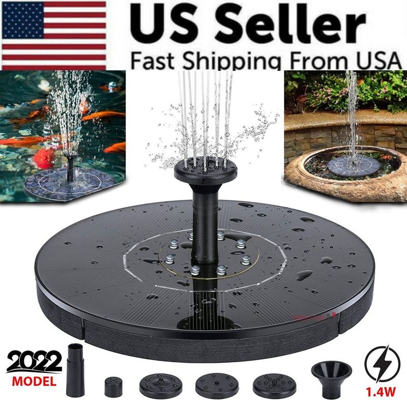 Solar Power Bird Bath Fountain Pump Upgrade 1.4W Solar Fountain With 4 Nozzle_voghion.com