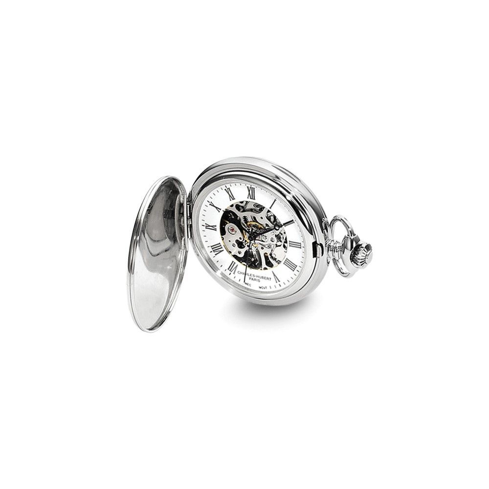 Charles Hubert Chrome-finish Stripe Design Pocket Watch_voghion.com