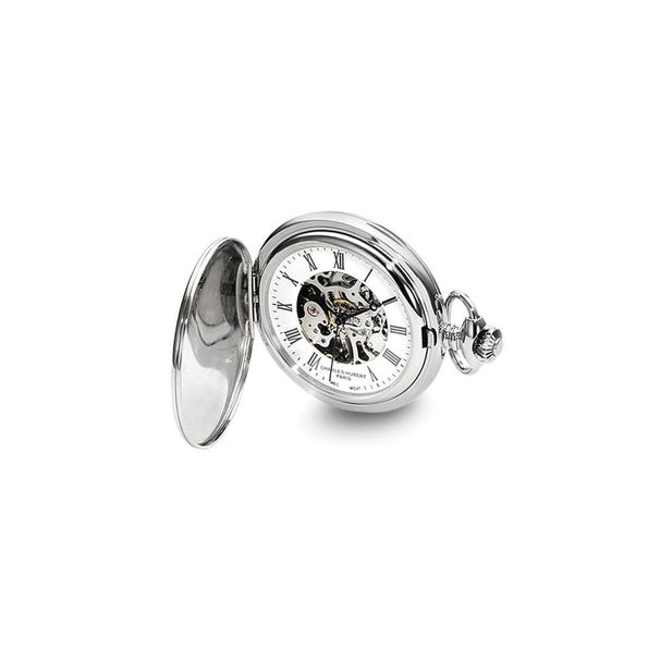 Charles Hubert Chrome-finish Stripe Design Pocket Watch_voghion.com