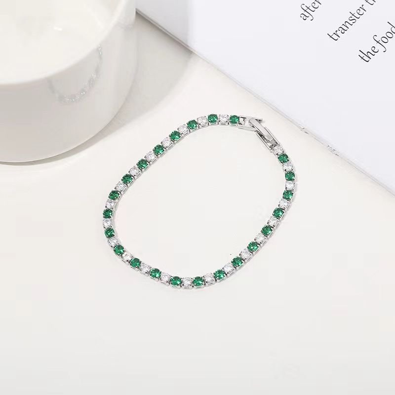Bracciale alla moda con zirconi colorati per donna con diamanti intarsiati e placcatura in platino, elegante gioiello dal design_voghion.com
