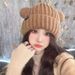 Women's Autumn and Winter Moon Cute Cat's ears (Steamed cat-ear shaped bread) Baotou Korean Version Face Show Small Warm_voghion.com