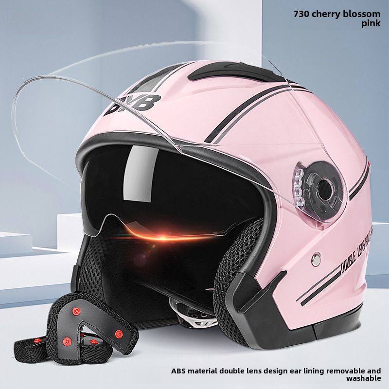 Scooter Helmet Motorcycle Helmet Cycling Motorcycle Helmet Four Seasons Double Mirror Plate Helmet_voghion.com