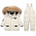 Children's clothing down jacket set, infants and toddlers 1-5 years old, male and female babies, new winter two-piece set, down jacket + overalls_voghion.com