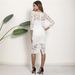 Robe moulante élégante en dentelle transparente pour femme - Robe mi-longue sexy à manches longues, idéale pour le bureau ou un rendez-vous galant, extensible et confortable, blanche_voghion.com