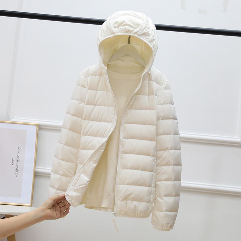 2023 Autunno e Inverno Nuovo Piumino Sottile da Donna Sottile Senza Soluzione di Continuità Coppia Giacca Corta Moda con Cappuccio da Donna_voghion.com