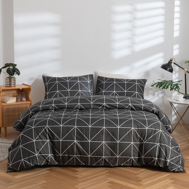 Hjemmetekstil sengetøj mat printet minimalistisk stil størrelse dynebetræk tredelt sæt_voghion.com
