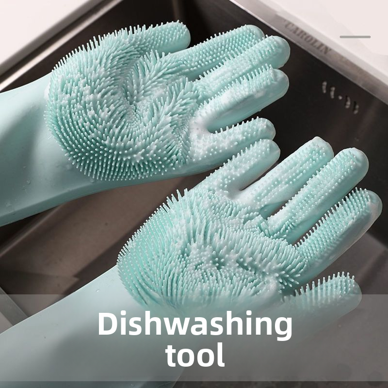 Silicone Anti-scald Anti-slip Gloves Tool Kitchen Durable Dishwashing Household Waterproof_voghion.com