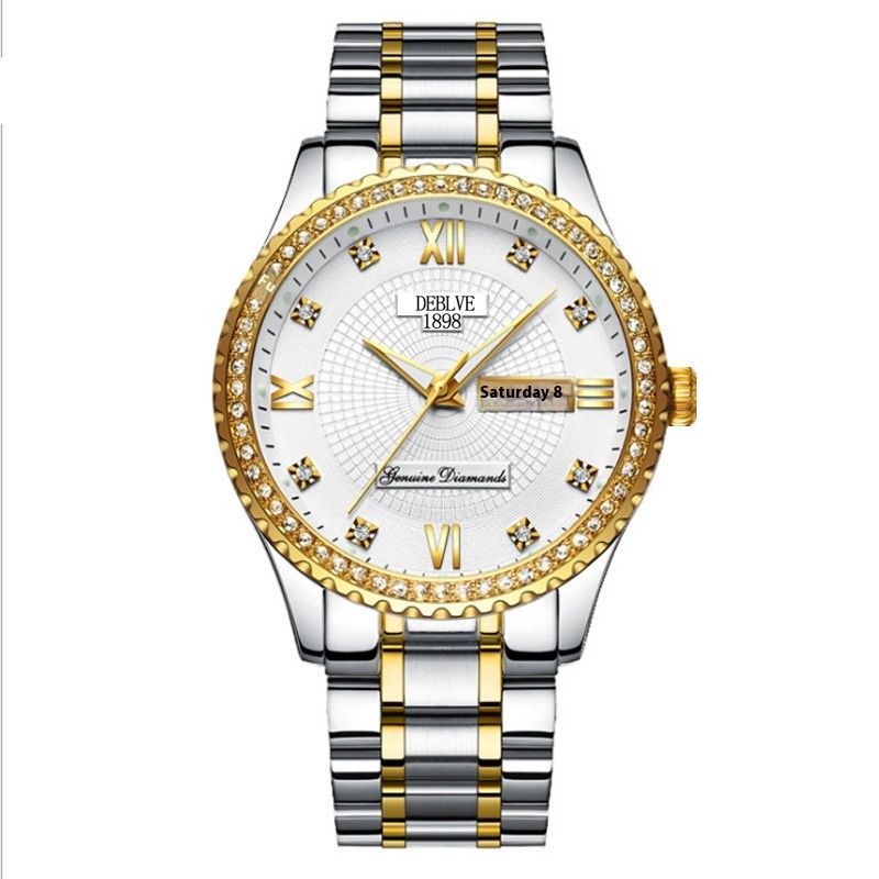 Drilling Swiss Brand Automatic Movement ρολόι Luminous Calendar Ανδρικό κορεάτικο αδιάβροχο ρολόι_voghion.com