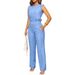 Women's Summer Suit Fashion Casual Elegant Sleeveless Vest Pocket Button Trousers Two Piece Suit_voghion.com