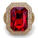 Jewelry & Accessories Gold Plated Gold Plated Micro-Pave Zircon Hip Hop Ring With Ruby For Men - Geometric Design Statement Jewelry (Sizes 7-11)_voghion.com