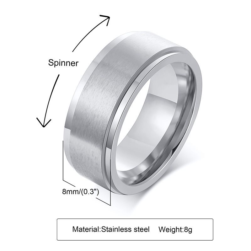 Index Finger Knuckle Stainless Stress Relief Rotating Men's Titanium Steel Ring R-394_voghion.com