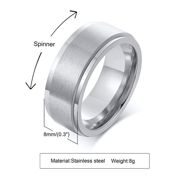 Index Finger Knuckle Stainless Stress Relief Rotating Men's Titanium Steel Ring R-394_voghion.com