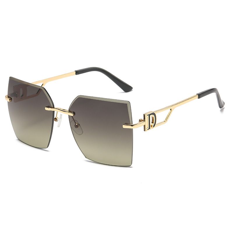 Women's trend rimless cut edge fashion driving travel glasses advanced feeling sunglasses_voghion.com