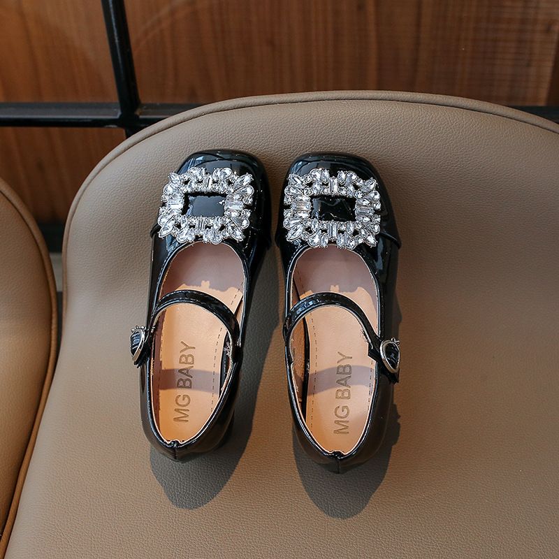 Zapatos de princesa con hebilla generosa y diamantes de imitación para niñas de Mother&Kids, zapatos pequeños de cuero de boca baja para niños_voghion.com