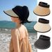 Nouveautés Chapeau de paille pliable à la mode avec protection UV pour voyage, plage, cyclisme, plein air, soleil, femmes, W9A8_voghion.com