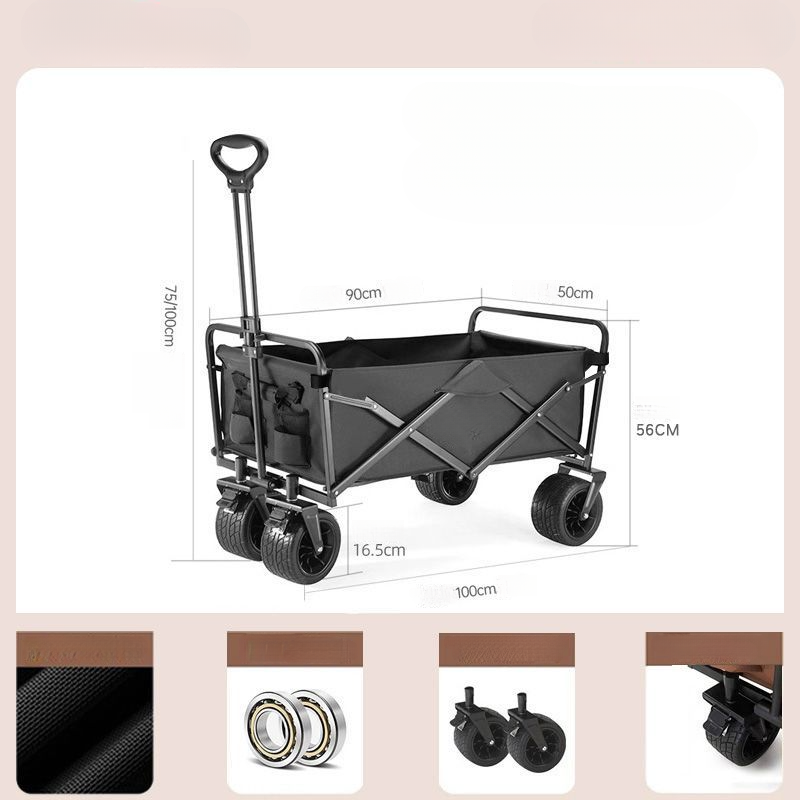Camping Outdoor Stall Push Picnic Camp Trailer Portable Small Multifunctional Baby Stroller Fishing Cart_voghion.com