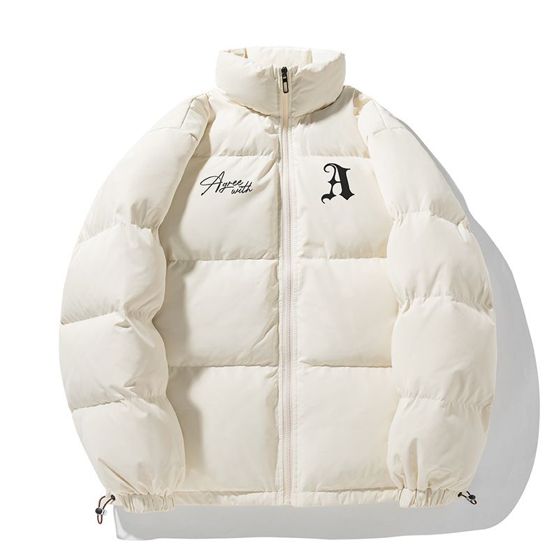 Miesten vaatteet goottilainen kirjainkuvioinen pystykaulus puuvillatakki miesten talvi paksu lämmin toppatakki säädettävällä helmalla tuulenpitävä puuvillatakki_voghion.com