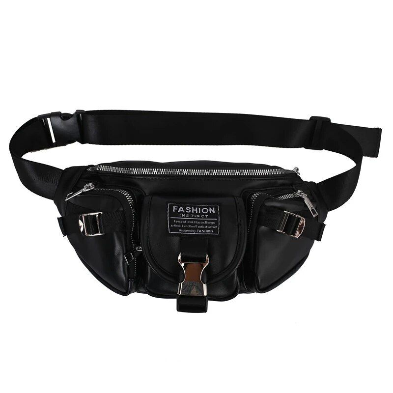 Sacs de taille de marque pour jeune garçon, sac de poitrine décontracté en cuir, multi-poches, mode Sport loisirs, sac banane pour hommes Men688_voghion.com