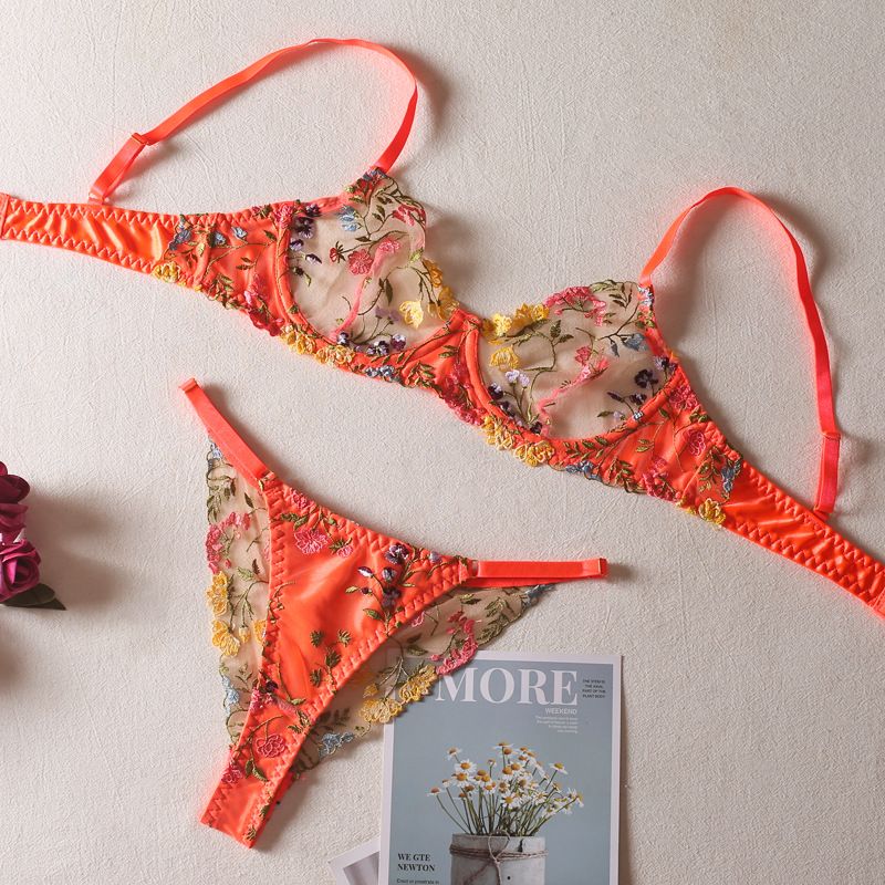 Kleine bloemen colorblock band stalen ring sexy ondergoed set één stuk uitgaand_voghion.com