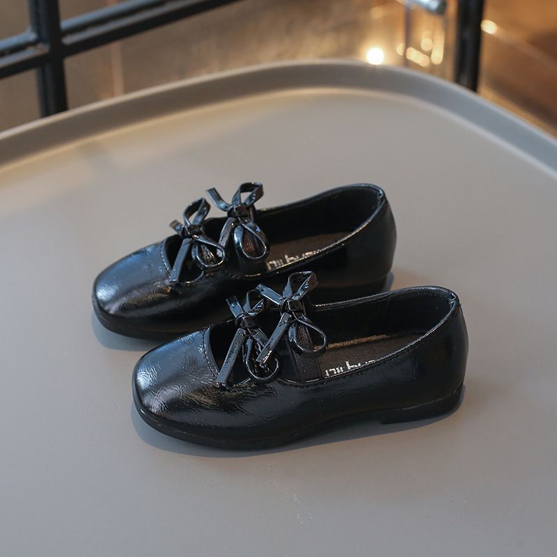 Girls' Korean Style Fashion Bowknot Little Leather 2025 Spring Autumn New Mary Jane Ballet Princess Shoes Loafers_voghion.com