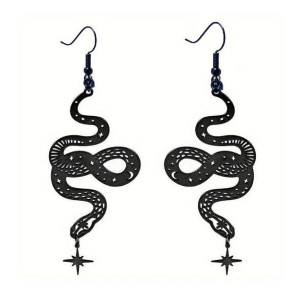 Neue Ohrringe mit schwarzer Schlange – ein individueller, vielseitiger Ohrschmuck für jeden Tag, Streetwear und Hip-Hop._voghion.com
