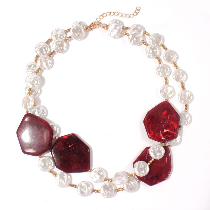 Collana da donna con perle a forma speciale, semplice e retrò, con catena a doppio strato per clavicola_voghion.com