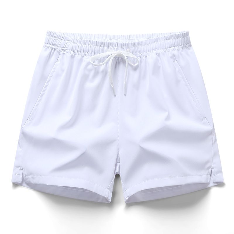 Solid Color Running Shorts Men's Summer Trend Loose Sports Three Quarter Ice Silk Quick Drying Beach Pants_voghion.com
