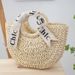 Handheld Paper Woven Women's Straw Vacation Handbag Round Bucket Bag_voghion.com