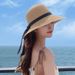 Slaměný klobouk dámský letní slunečník přímořský slunečník letní klobouk s velkou krempou UV opalovací krém klobouk příliv a odliv_voghion.com