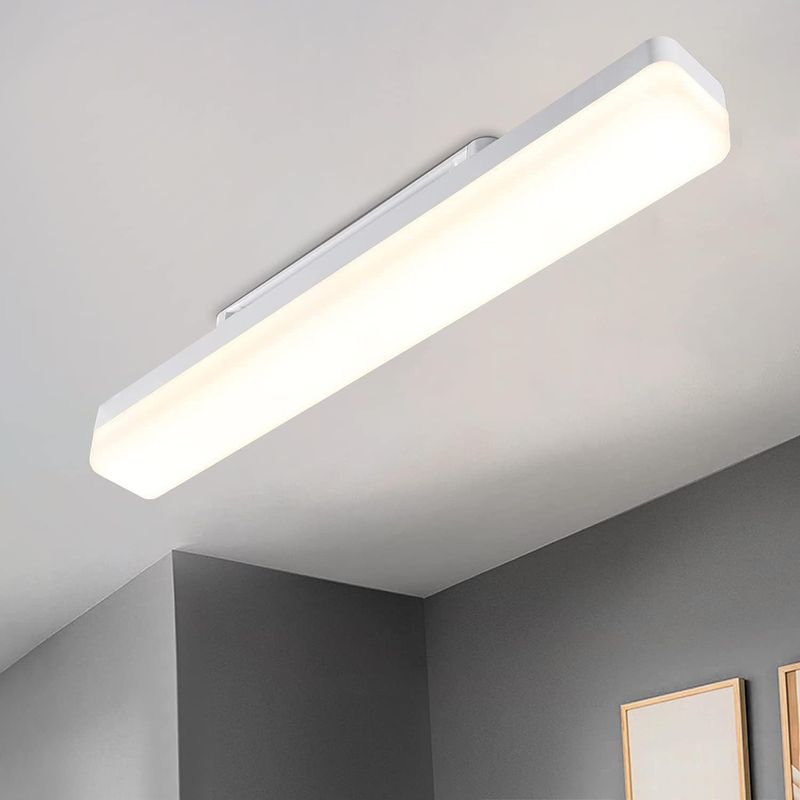 Deckenlampe LED Deckenleuchte Weiß - Küchenlampe Lang 40cm Tageslicht Decke 18W 4000K Innen Tageslichtlampe Neutralweiß Kellerlampe Für Keller Garage_voghion.com