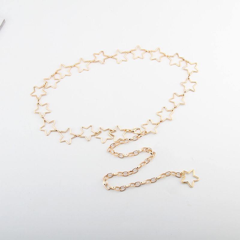 Décoration d'étoile pour femme, robe fine simple et polyvalente, chaîne de taille à la mode, petite ceinture et sangle de jupe_voghion.com