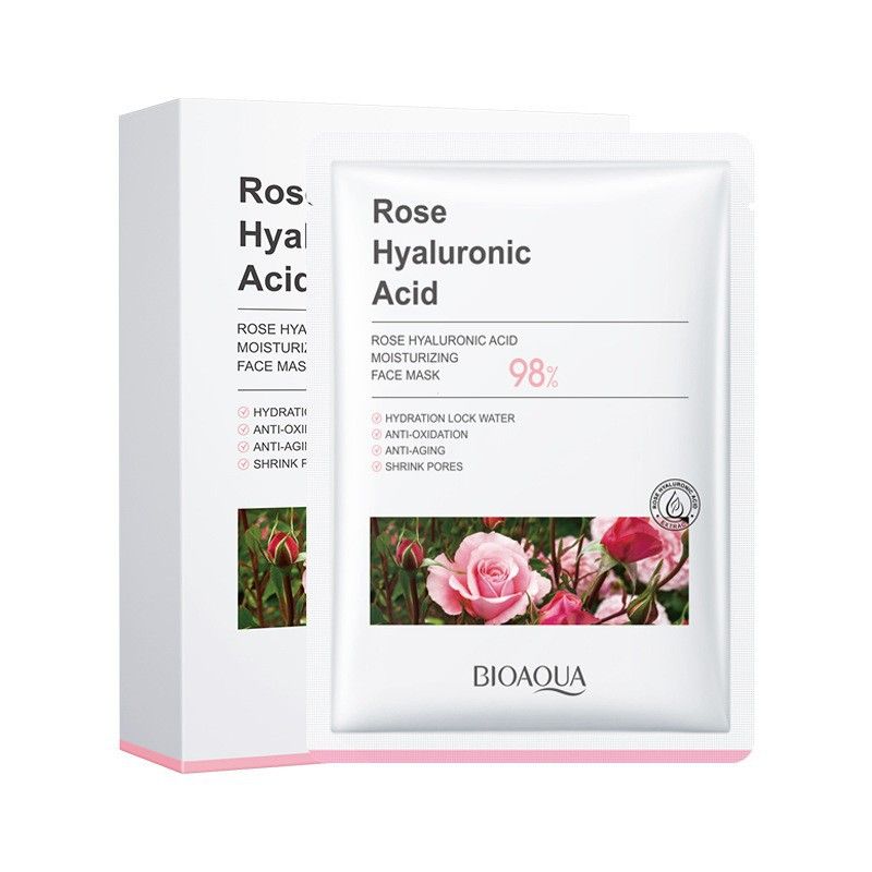 [] BIOAOUA Rose Hyaluronic Acid Moisturizing Facial Mask Cosmetics_voghion.com