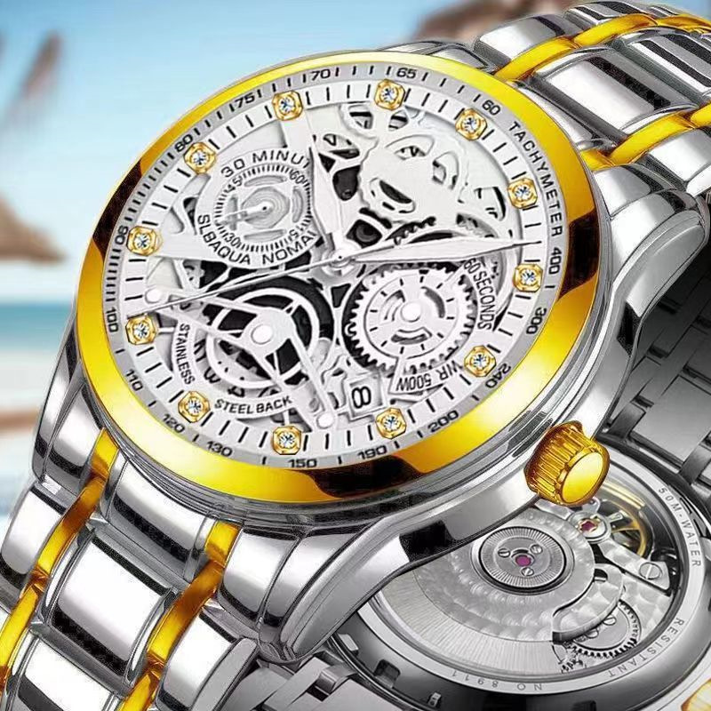 Mouyi Mou Had Hollow Busiess Me's Automatic No-Mechaical With Trasparet Case Back Tourbillo Quartz Watch For_voghion.com