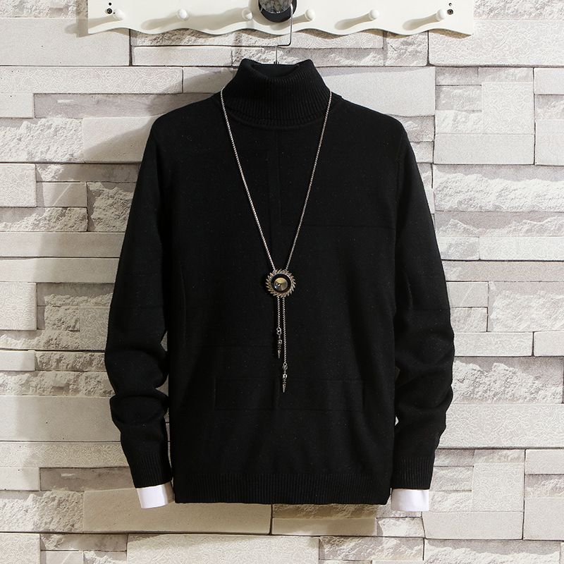 Heren Herfst- en Wintermodellen Voor- en achterkant Casual Mode Pullover Coltrui Slim-fit Sweater Buitenlandse Handel Lopende hoeveelheid_voghion.com