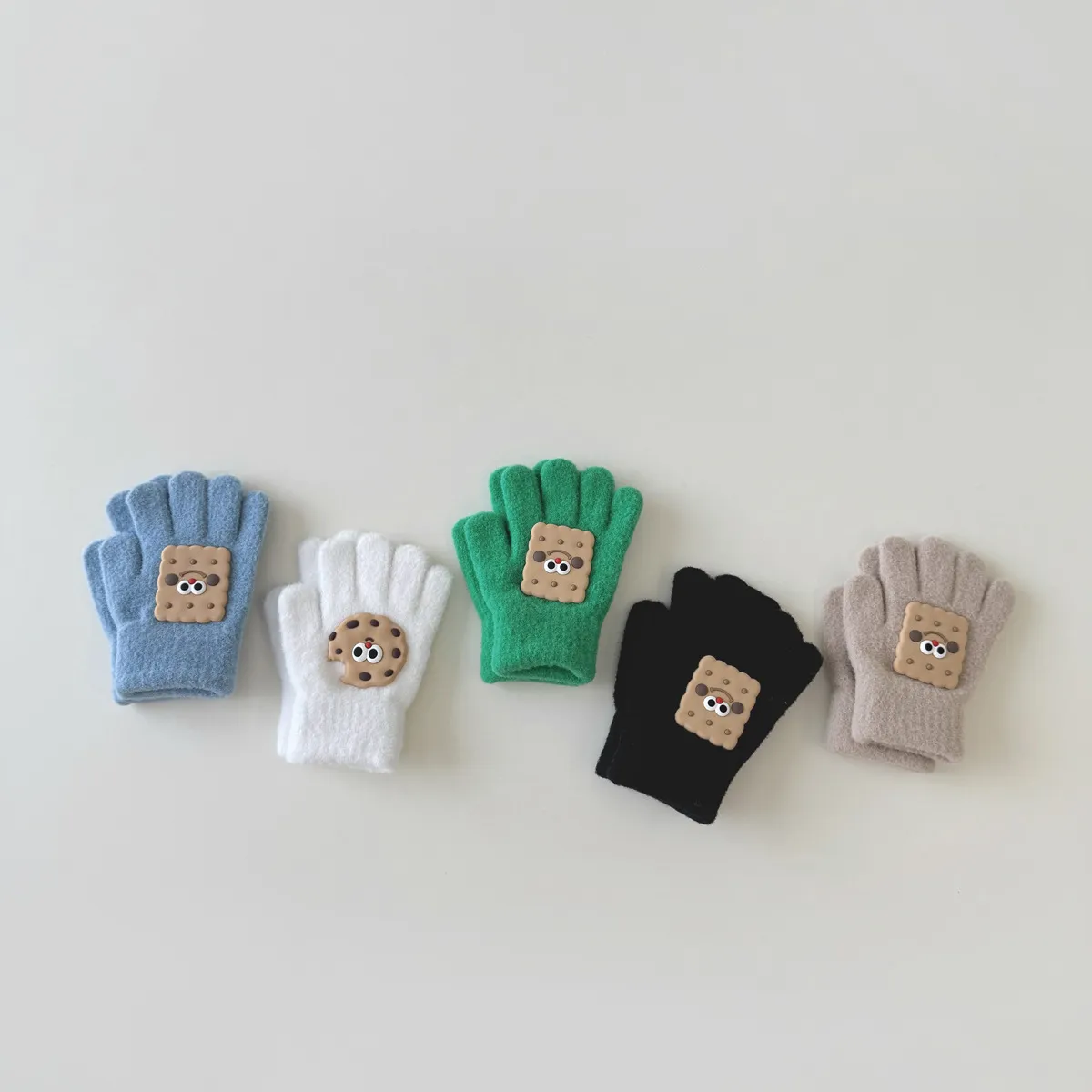 Gants pour enfants mignon garçon Instagram tricoté chaud bébé cinq doigts_voghion.com