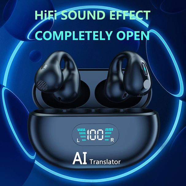 Translator New Ear Hanging Bluetooth Translation Headset Multi Language Translation Learning Travel Translator_voghion.com