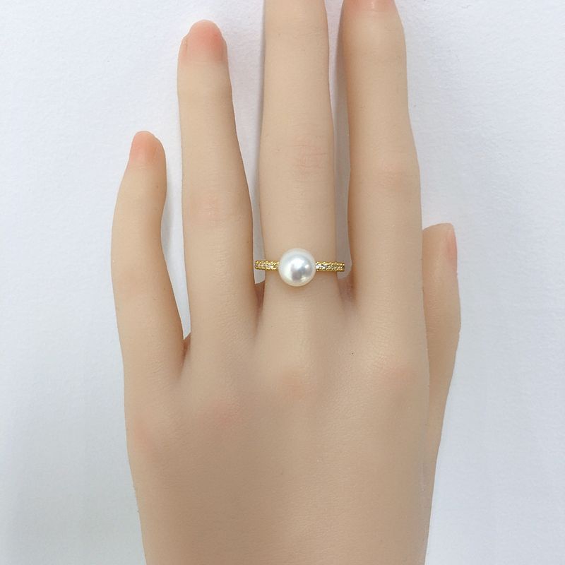 Bague Zhuji en or véritable et perle d'eau douce naturelle, plaquée or véritable, à la mode et simple, avec zircone, diffusion en direct_voghion.com